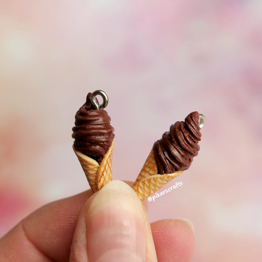 Chocolate Ice Cream Charm handmade from Polymer Clay