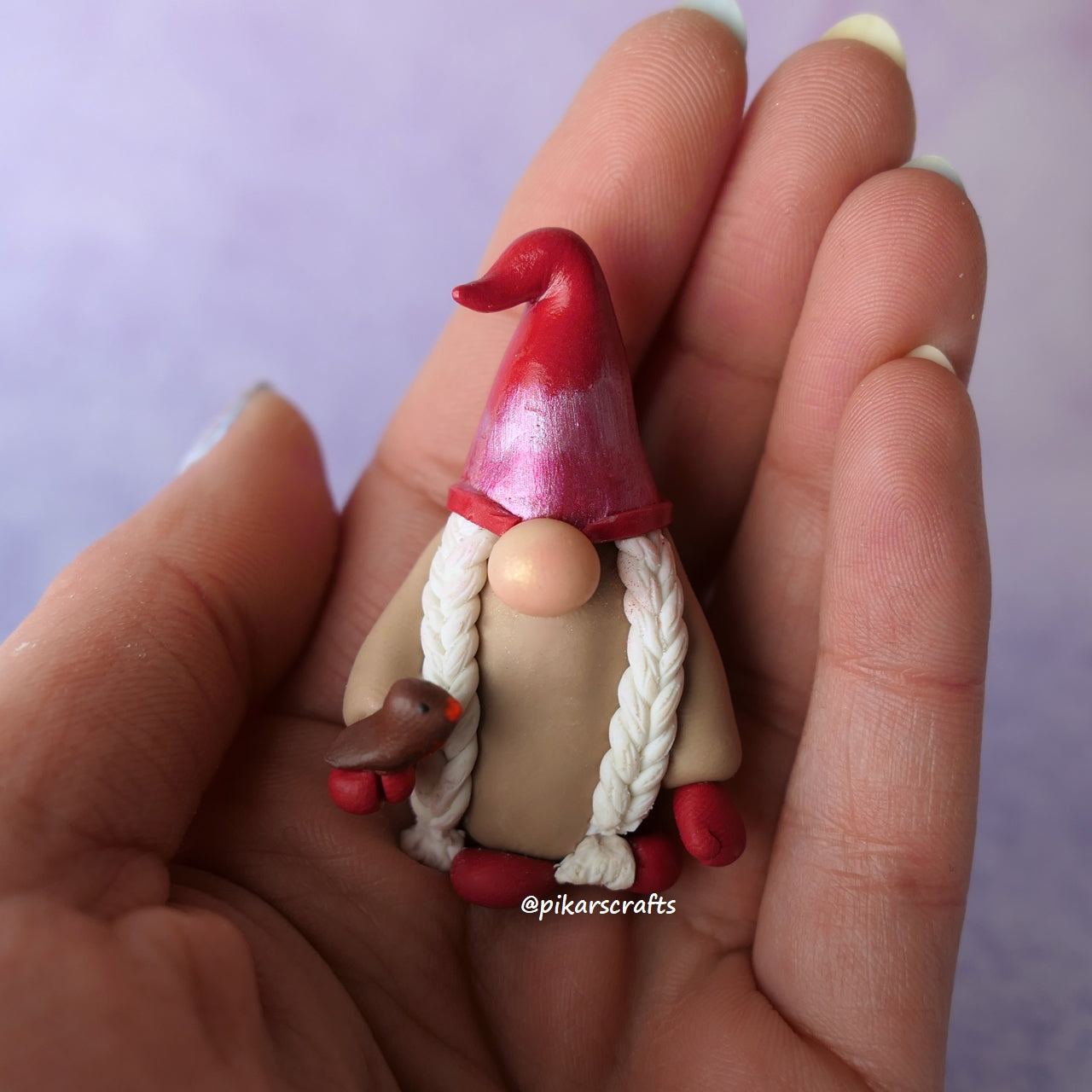 Miniature Christmas Gnome (Gonk) 'Angelina' with Robin Bird