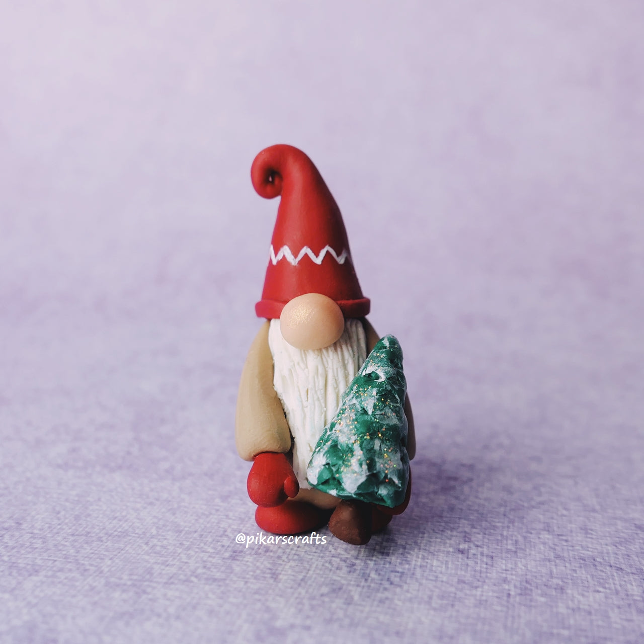 Miniature Christmas Gnome (Gonk) 'Galen' with Snowy Tree
