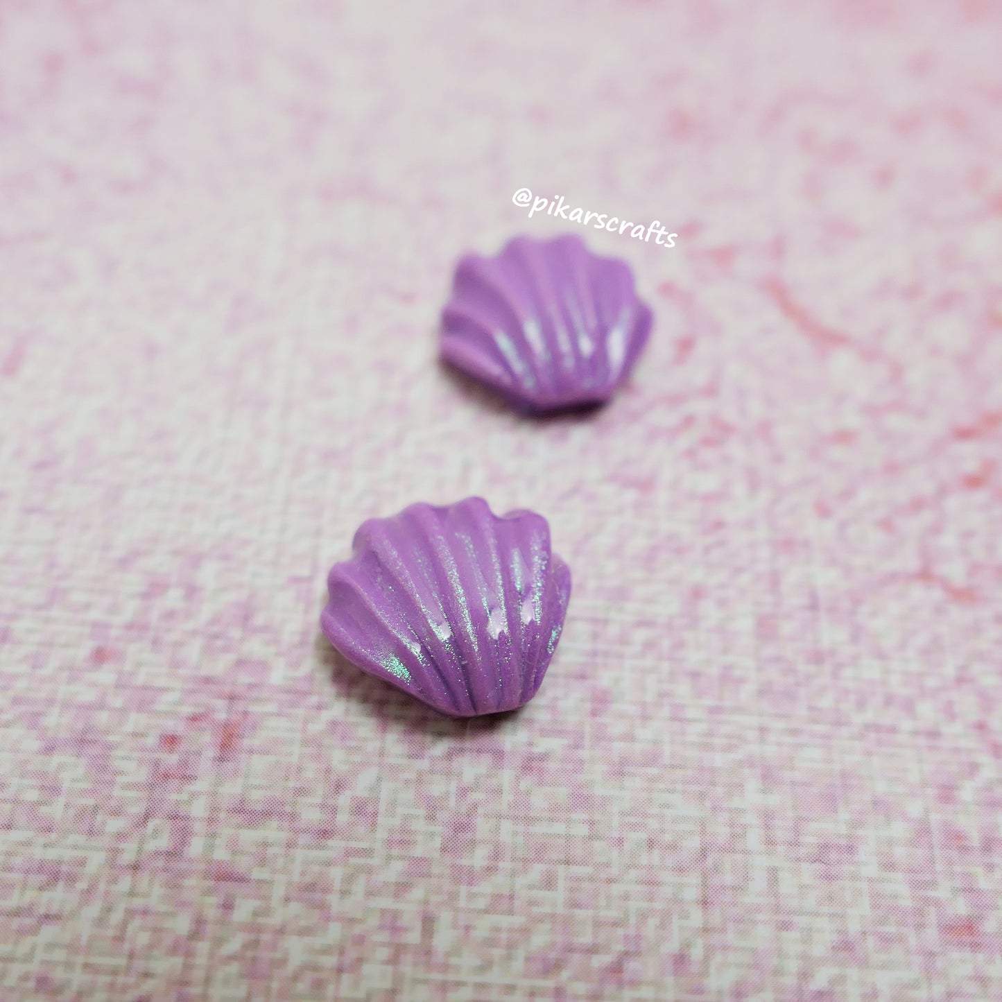 Polymer clay handmade sea shell summer stud earrings pearl shine various colours, seashells, sea theme