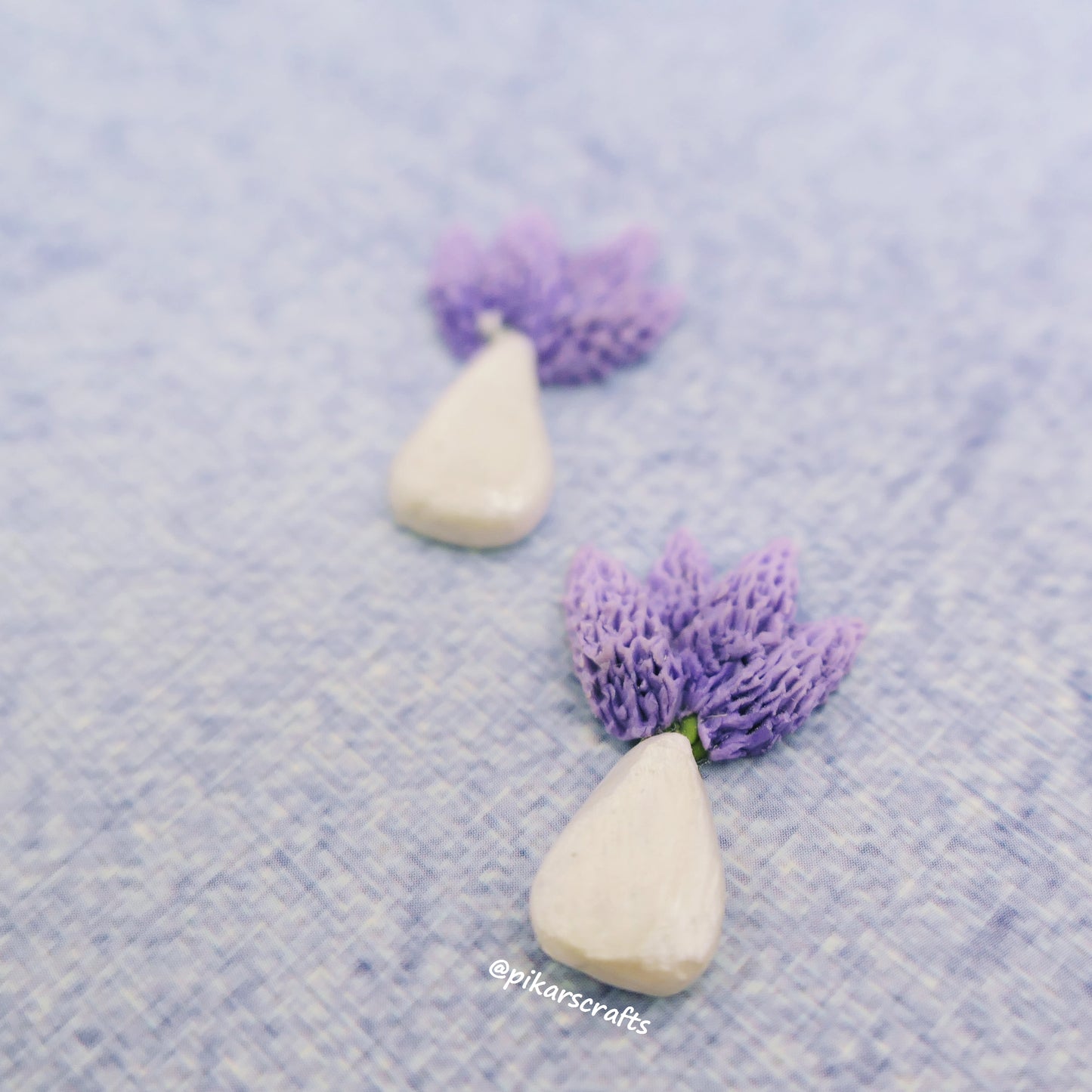Lavender Floral Stud Earrings from Polymer Clay, Cute Flowers in a Vase Earrings