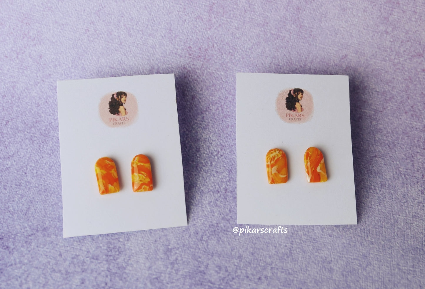 Polymer clay handmade 'Orange Garden' stud earrings