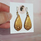 Golden Teardrop Dangles with Shimmer from Polymer Clay