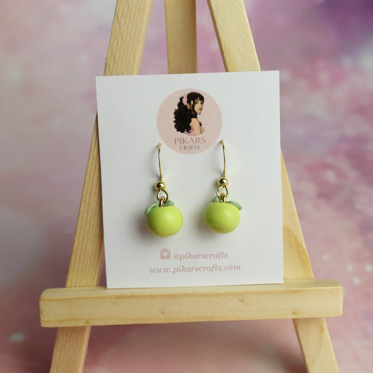 Apple Dangling Earrings from Polymer Clay