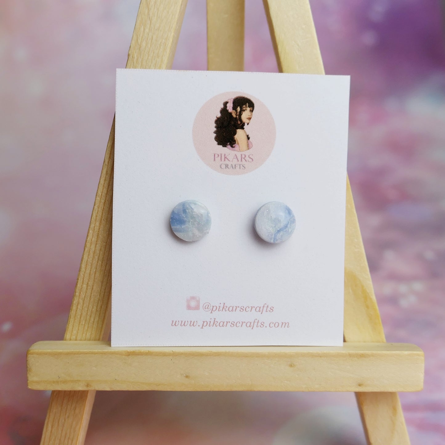 Pearl Round Stud Earrings made from Polymer Clay