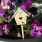 Birdhouse Plant Decoration Tiny Blue Flowers