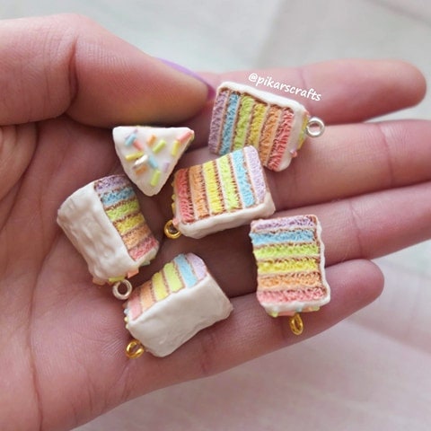 Pastel Rainbow Cake Charm/ Pendant/ Keyring/ Friendship charms/ Gift idea/ Miniature food charm